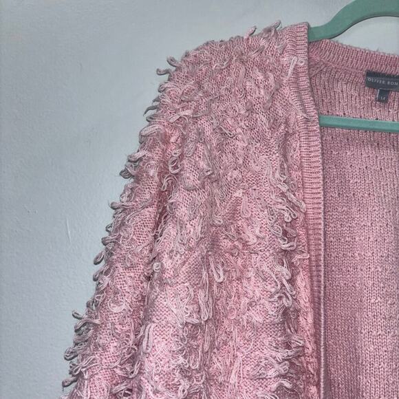 Oliver Bonas Touch Loop Pink Cardigan Valentines Day Teacher Cardigan Size 14 - Picture 4 of 14